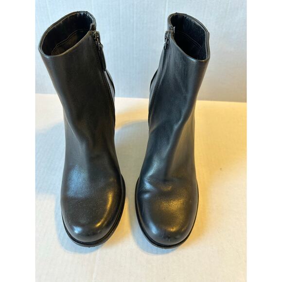 Ecco Womens Black Leather Heeled Boots Sz 41‎ (10-10.5) - Picture 2 of 10